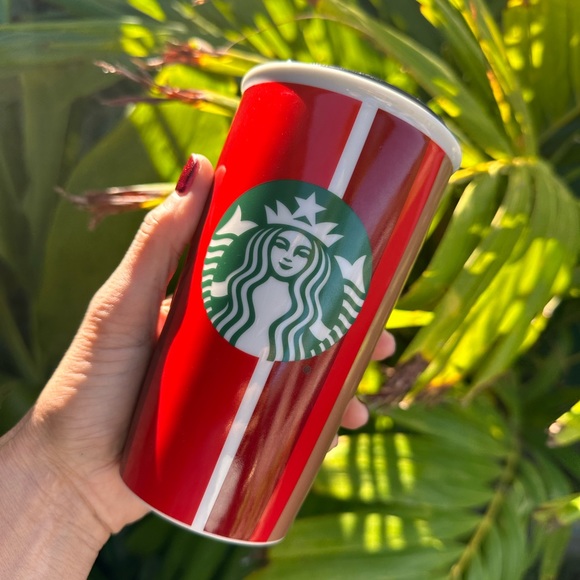 Starbucks Other - Starbucks 2018 Holiday Stripe Red Cup Double Wall Travel Tumbler 12 Oz